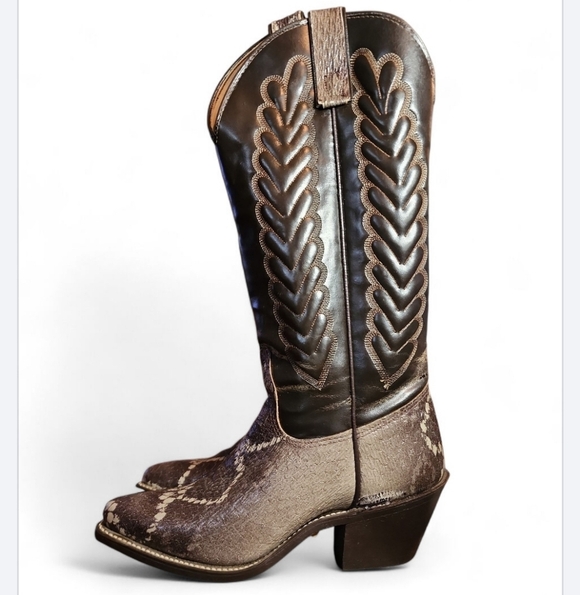 New Women’s Dark Brown Texas Brand Cowboy Boots Leather Style 4791 Size 5 M USA - Picture 2 of 8